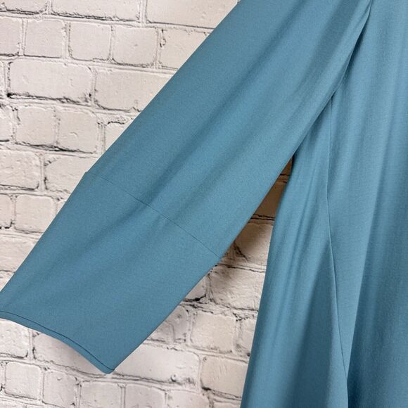 Eileen Fisher Womens Lantern Sleeve Georgette Silk Blouse Tunic Top Size SP Blue - Picture 6 of 12